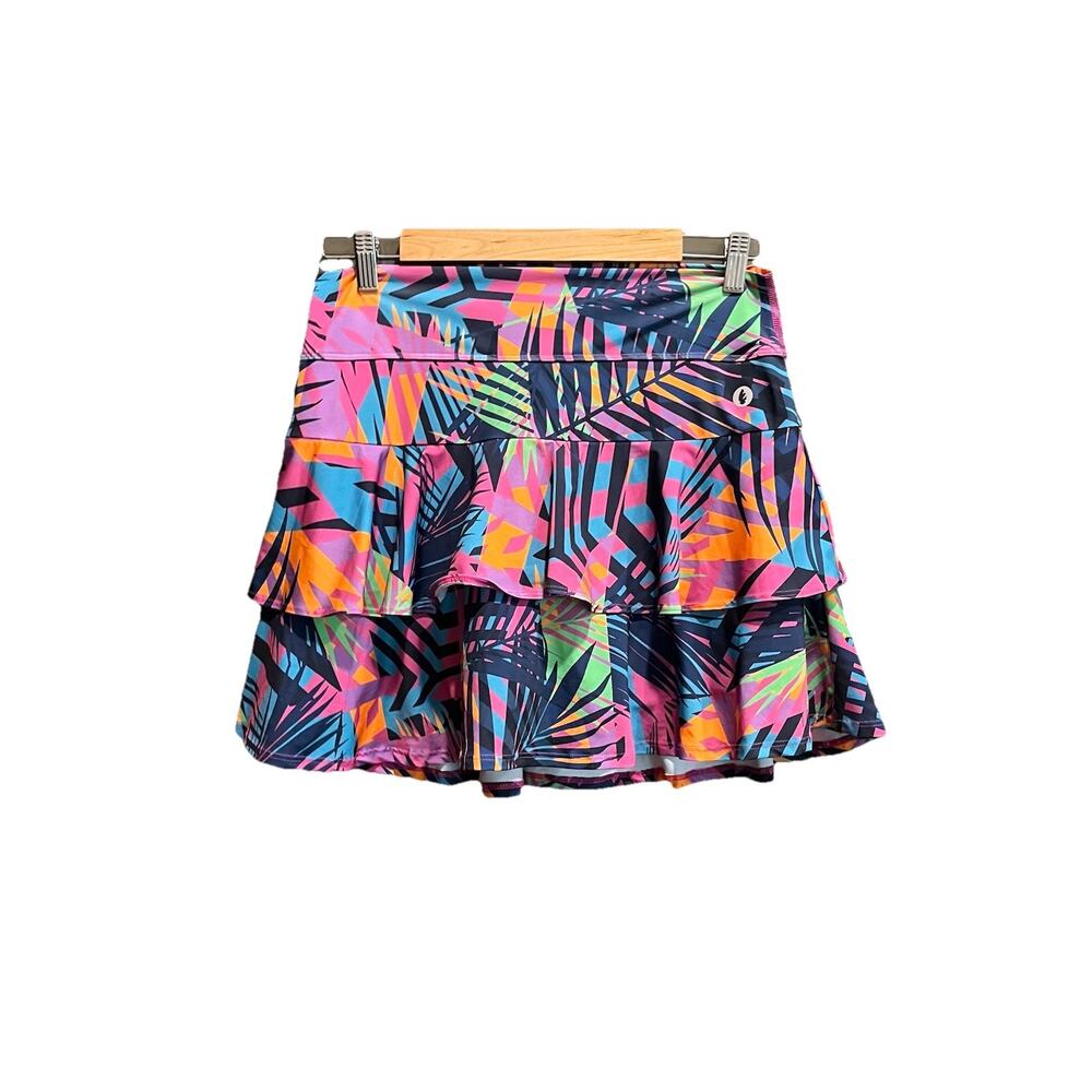 Dona Jo Multicolor Ruffle Tiered Activewear Tennis Golf Skort Size‎ 2 L